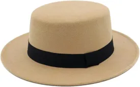Women Men Wide Brim Fedora Hat for Festival Boater Flat Top Hats for Party Wedding