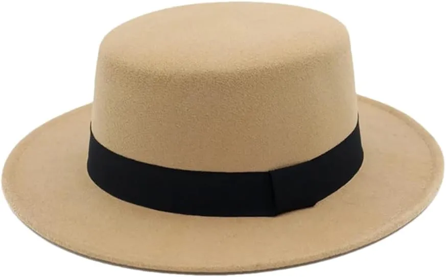 Women Men Wide Brim Fedora Hat for Festival Boater Flat Top Hats for Party Wedding