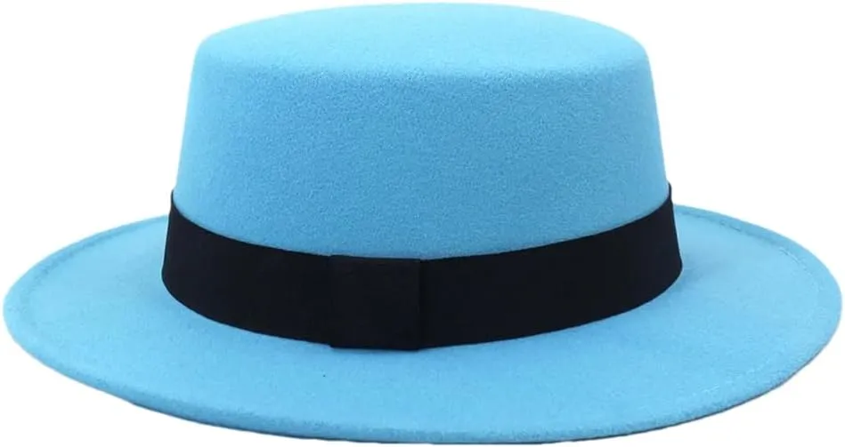 Women Men Wide Brim Fedora Hat for Festival Boater Flat Top Hats for Party Wedding