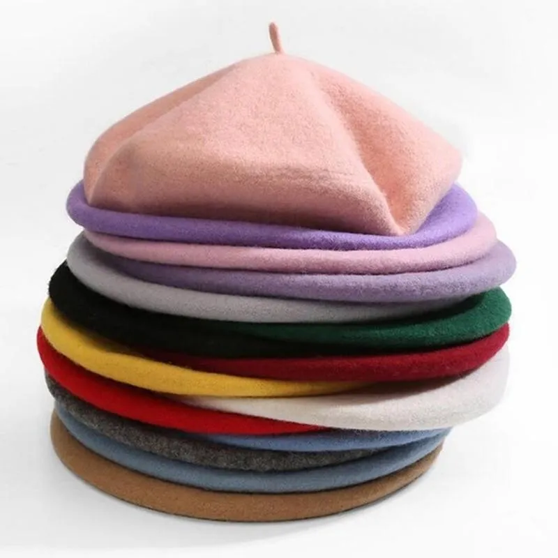 Wool Beret Hat Vintage Classic French Style Winter Beanie Cap