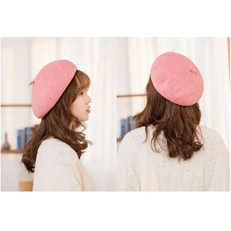 Wool Beret Hat Vintage Classic French Style Winter Beanie Cap