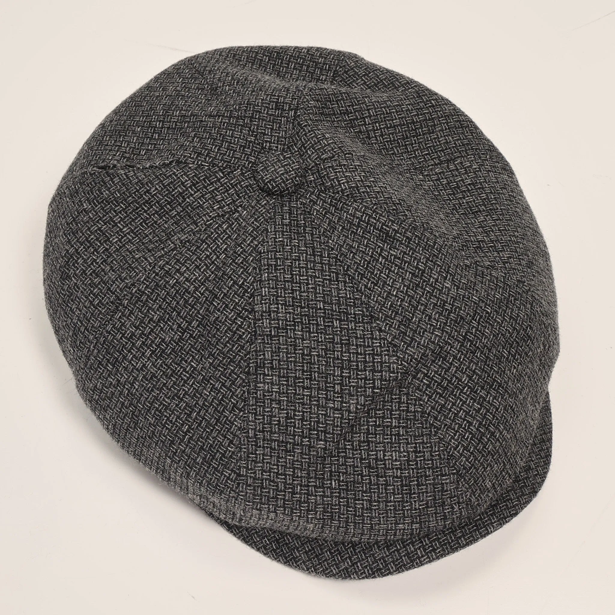 Wool Blend Micro Plaid Newsboy Cap - Anthracite