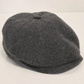 Wool Blend Micro Plaid Newsboy Cap - Anthracite