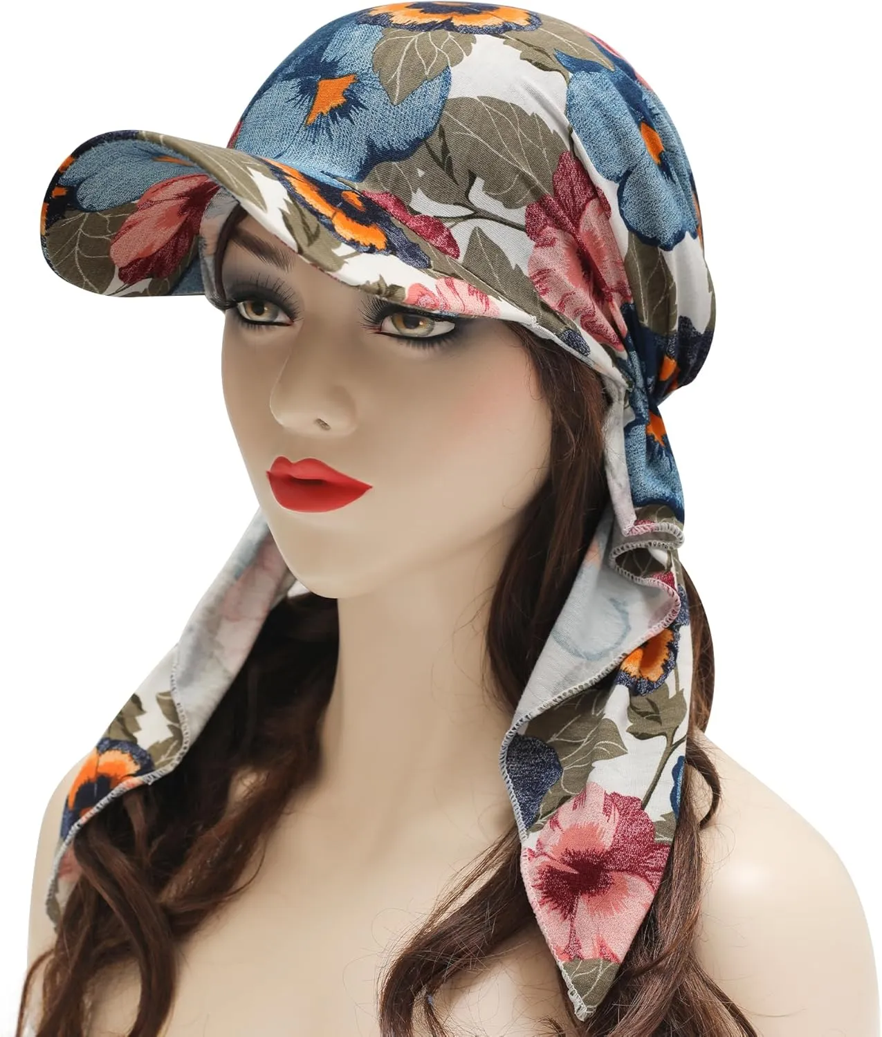 ZLYC Chemo Headwear for Women Brim Visor Head Scarf Pre Tied Headwraps Lightweight Skull Cap