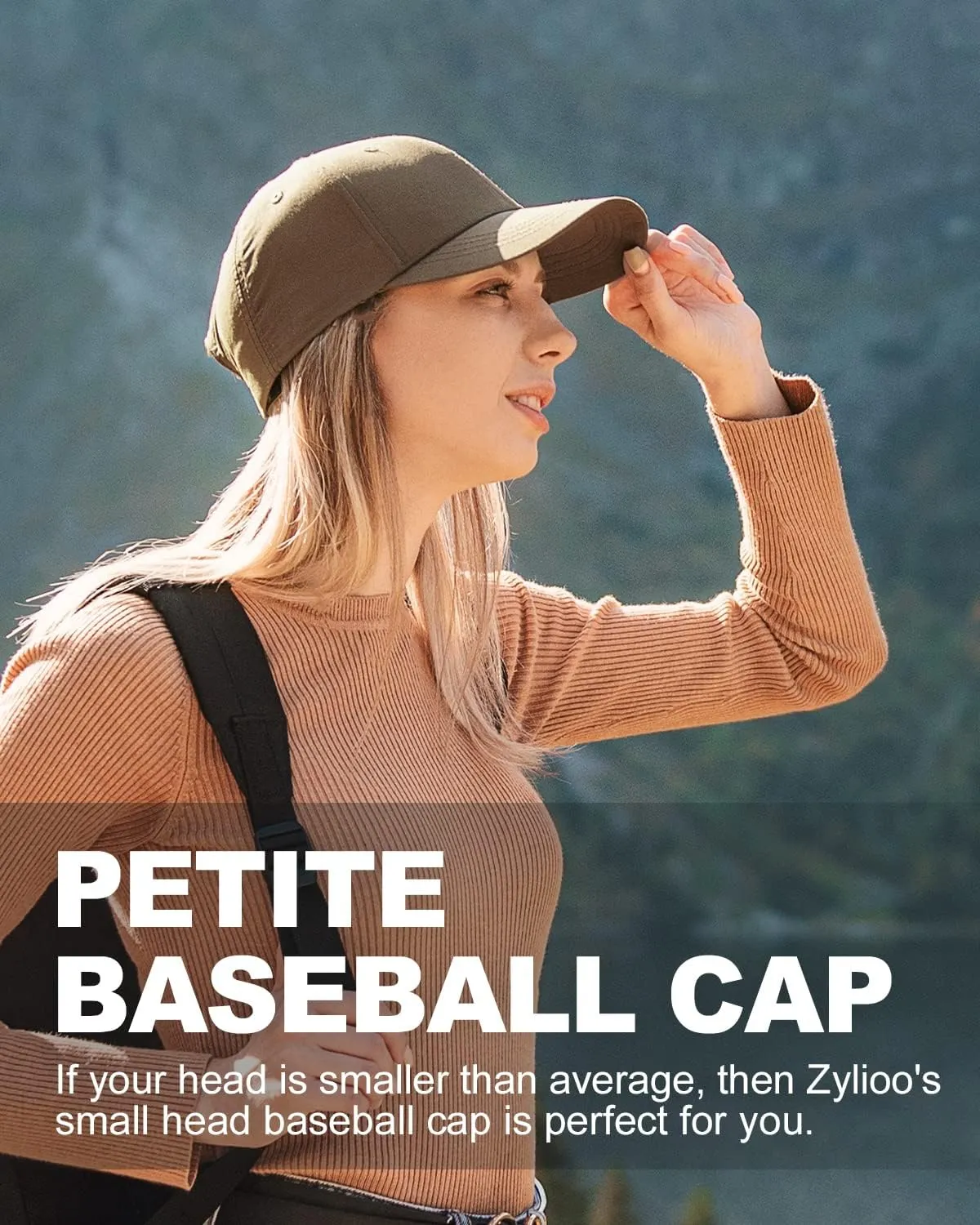 Zylioo Small Baseball Cap,Petite Size Ball Cap,Relaxed Little Sports Cap,Adjustable Fitted Golf Cap for Men Women